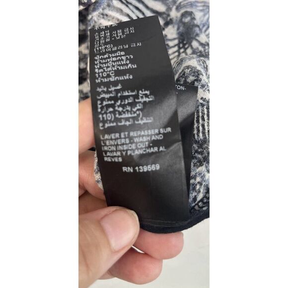 The Kooples Skull Bones Black Aztec Ilkat Blouse Top Short Sleeve Medium Silk - Picture 9 of 13